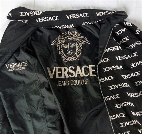 blue and gold versace jacket|Versace windbreaker.